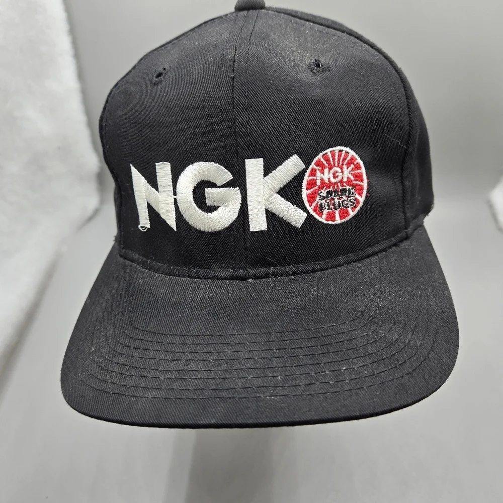 NGK Spark Plugs Hat Cap Black Snap Back Trucker Logo